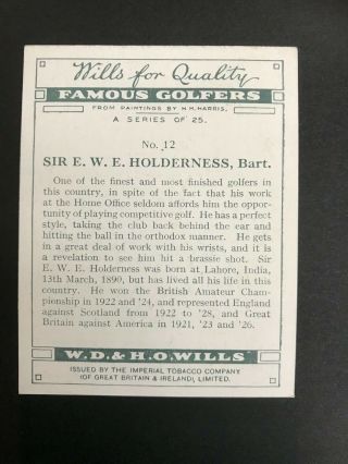 1930 W.  D.  & H.  O.  Wills Famous Golfers: Sir E W E Holderness 12 2