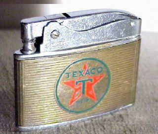 “texaco Gas & Oil Co.  ” Vtg 1950s Kay - Cee Flat Ad Lighter,  Made In Japan