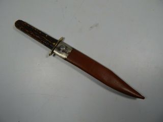 Antique 19th Century Sheffield Stag Bowie Knife M.  Cromwell 8 " Blade