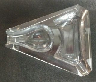 Antique Vintage Tobacco Pipe Holder Ashtray Clear Glass Heavy 5 " Long