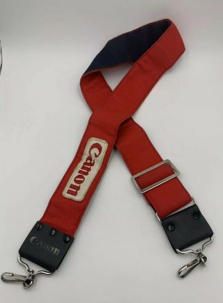 Vintage Canon Camera Strap Classic Logo Red And White