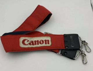 Vintage Canon Camera Strap Classic Logo Red and White 2