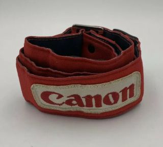Vintage Canon Camera Strap Classic Logo Red and White 3