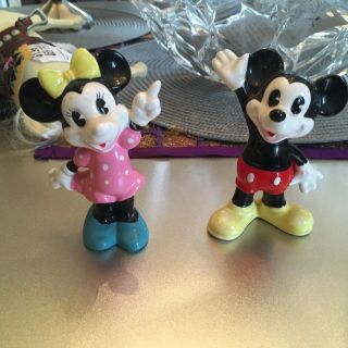 Vintage 1960’s Walt Disney Mickey And Minnie Mouse Ceramic Figure 5” Painted