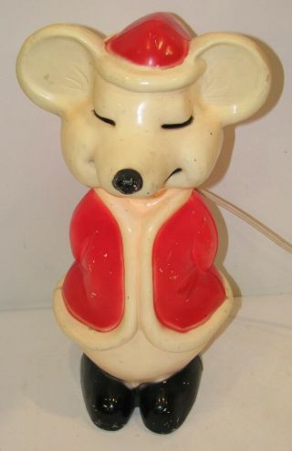 Vntg.  Union Products Santa Mouse Christmas Lighted Blow Mold 15 "