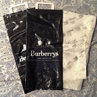 Pr Burberry Vintage 90’s Burberry’s Vinyl Shopping Gift Bag Silver Logo/letters