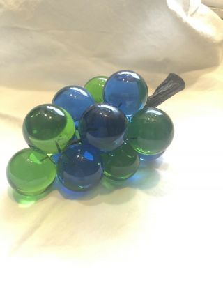 Vintage Mid Century Modern Acrylic Glass Lucite Grape Cluster Blue & Green Retro