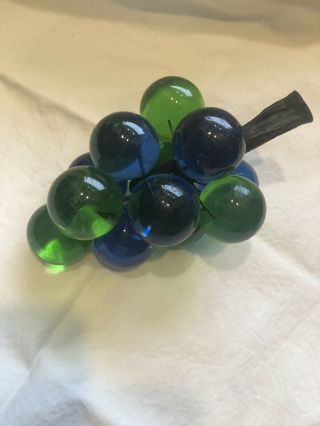 Vintage Mid Century Modern acrylic glass Lucite grape cluster blue & green Retro 2