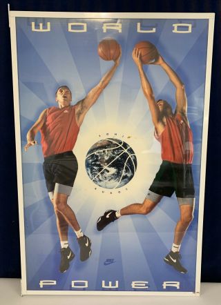 Vintage 1993 Tony Kukoc World Power Nike Basketball Poster 23 " X 35 ",  Nos