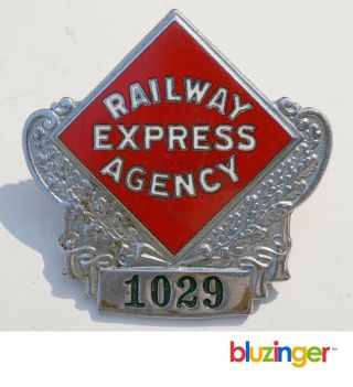 Vintage Obsolete Railway Express Agency Enameled Badge No.  1029