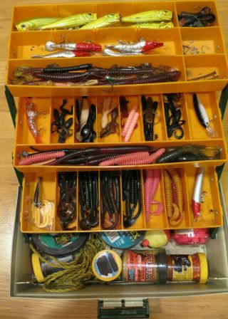 Vintage Fishing Rebel Tackle Box Full Of Fishing Accessories