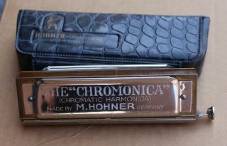 Vintage Hohner Chromonica Harmonica 260 Key Of C 10 Hole Carrying Case