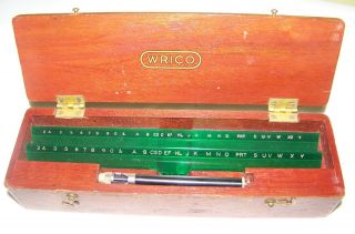 Vintage Wrico Lettering Guide Set Wood Box Wood Reagan Co.  Made In Usa