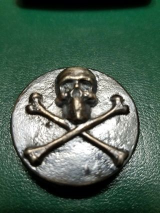 2.  00 Troy Oz Hand Poured 99.  9 Silver.  Skull Pirate Coin Round.  Antiqued.
