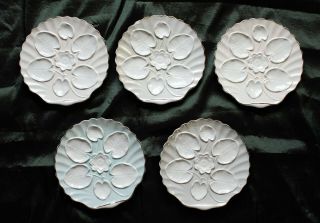 Set Of Five Paris Porcelain Oyster Dishes C.  1890