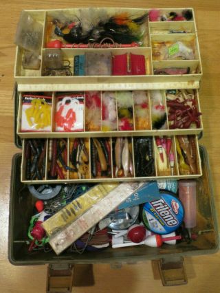 Huge Vintage Fishing Plano Tackle Box Full Of Fishing Accessories