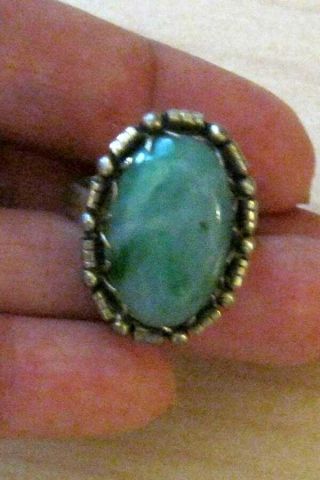 Vintage Sterling Silver Chinese Green Jade Ring Signed Sung/adjustable