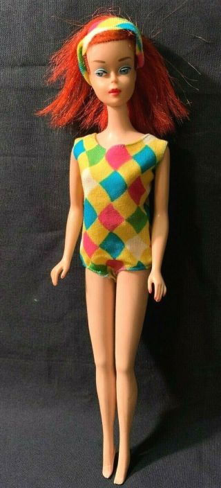 Vintage Color Magic Barbie Ruby Red W/orig Swimsuit And Scarf Tlc