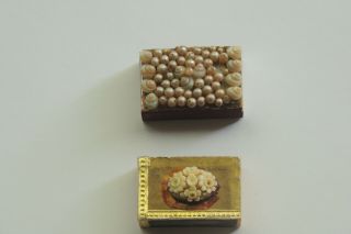 Vintage 2 Cigarette Tobacco Match Stick Case Pearl On Top,  Ivory Color Rose,