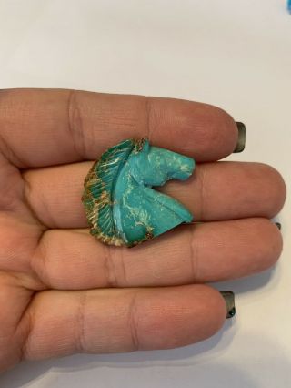 Vintage Carved Horse Head Turquoise Stone - Cabochon ?