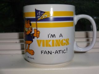 Minnesota Vikings Garfield Fan - Atic 1978 Jim Davis Cup Mug Nfl Cool Vintage
