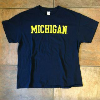 University Of Michigan T - Shirt,  Blue,  Men 