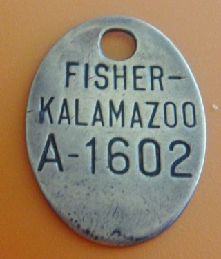 Automotive Tool Check Brass Tag: Fisher Body Kalamazoo Mi (gm Body Div)
