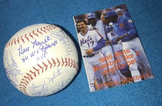 1986 Ws Ny Mets Team Signed Baseball Gooden Strawberry Dykstra 23x Mlb/leaf