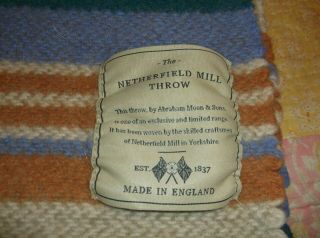 Vtg Abraham Moon Netherfield Mill Throw Wool Blanket Striped England 52 " X 60 "