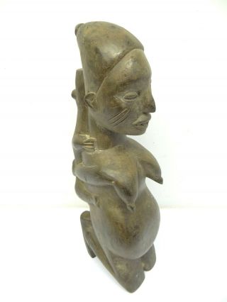 Antique Estate Carved Wood African Tribal Art Fertility Pregnant Woman Carving