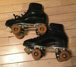 Vintage Chicago Custom Roller Skates Hyde Black Leather Size 4 Boots W/ Key