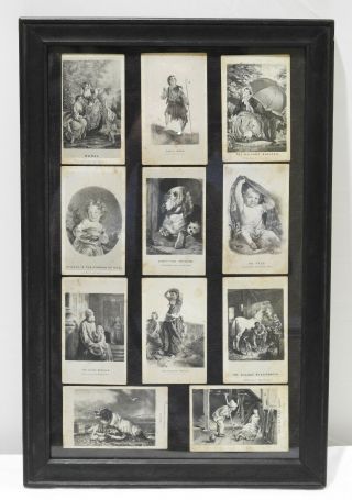 Antique J H Bufford Publications Group Of 11 Trade Cards Framed - Neat