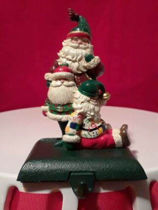 Vintage Potpourri Press Christmas Stocking Hanger Santa Trio 1994 Holiday