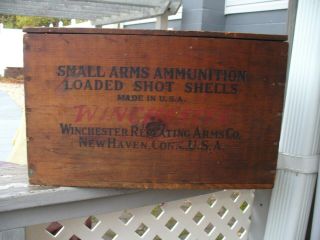 Winchester Small Arms Wooden Shotgun Shell Box 12 Gauge Ammunition Crate W/ Lid