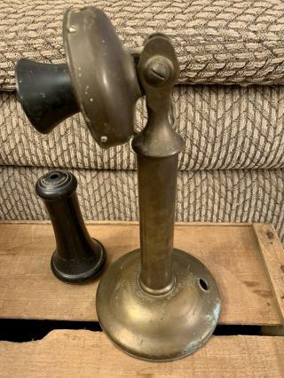ANTIQUE Western Electric Brass CANDLESTICK TELEPHONE - Kellogg Earpiece. 3