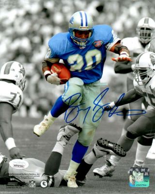 Lions Barry Sanders Signed 8x10 Photo 1 Auto - Hall Of Famer - Pro Bowl - Jsa