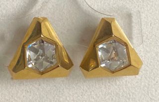 Givenchy Vintage Earrings Haute Couture Pyramid Shape Ice Rhinestones