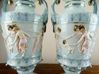 Antique Victorian German Dresden Porcelain Vases Classical Urns c1900 2