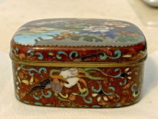 Antique Japanese Meiji Period Cloisonné Oblong Box With Lid
