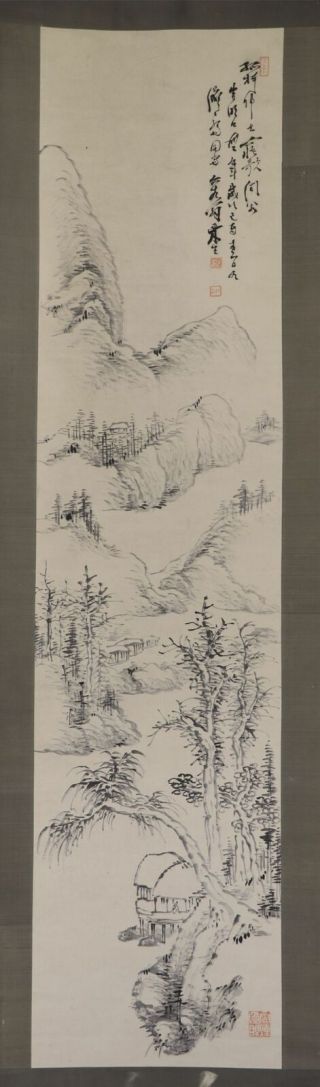 Japanese Hanging Scroll Art Painting Sansui Landscape Kodama Katei E9765