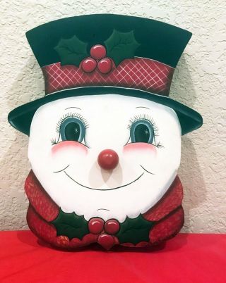 Vtg Frosty The Snowman Music Box Wooden Wall Hanging Christmas Decor 12 " X 9.  5 "
