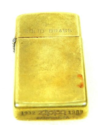 Vintage Slim Zippo Lighter Solid Brass A Vi 1932 - 1989 Bradford Pa Made In Usa