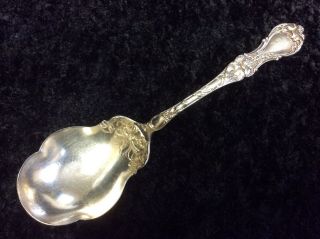 Vintage Silverplate Preserve Spoon 1835 R Wallace A1.  Monogrammed P.  Floral 1902