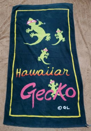 Vintage 90s Gecko Gl Hawaii Beach Towel Black Neon