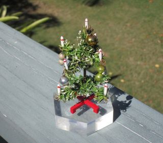 Miniature Antique Germany German Dollhouse Feather Christmas Tree 4in Tall 3