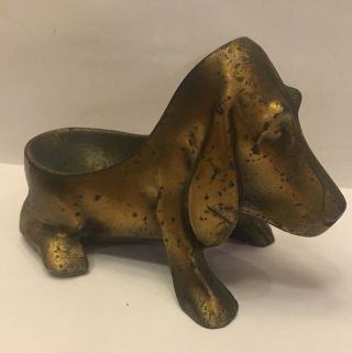 Vintage Brass Basset Hound Dog Pipe Rest Stand Holder