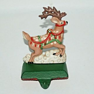Vintage Midwest Importers Cast Iron Reindeer Christmas Stocking Holder,  Hanger