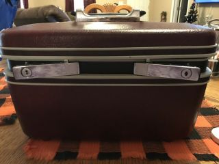 Vintage Burgundy Samsonite Sentry Train Makeup Case Carry On Luggage Suitcase
