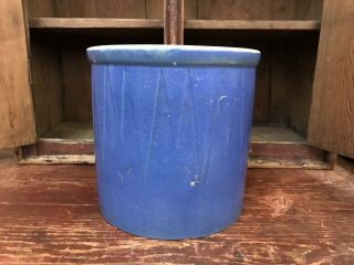Ruckels White Hall Saw - Tooth Blue Crock Stoneware Pottery Vtg Antique - 1870 Ill