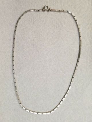 Vintage Old Mexico Sterling Silver Square Link Necklace 14.  8 Grams 20.  5 " Long
